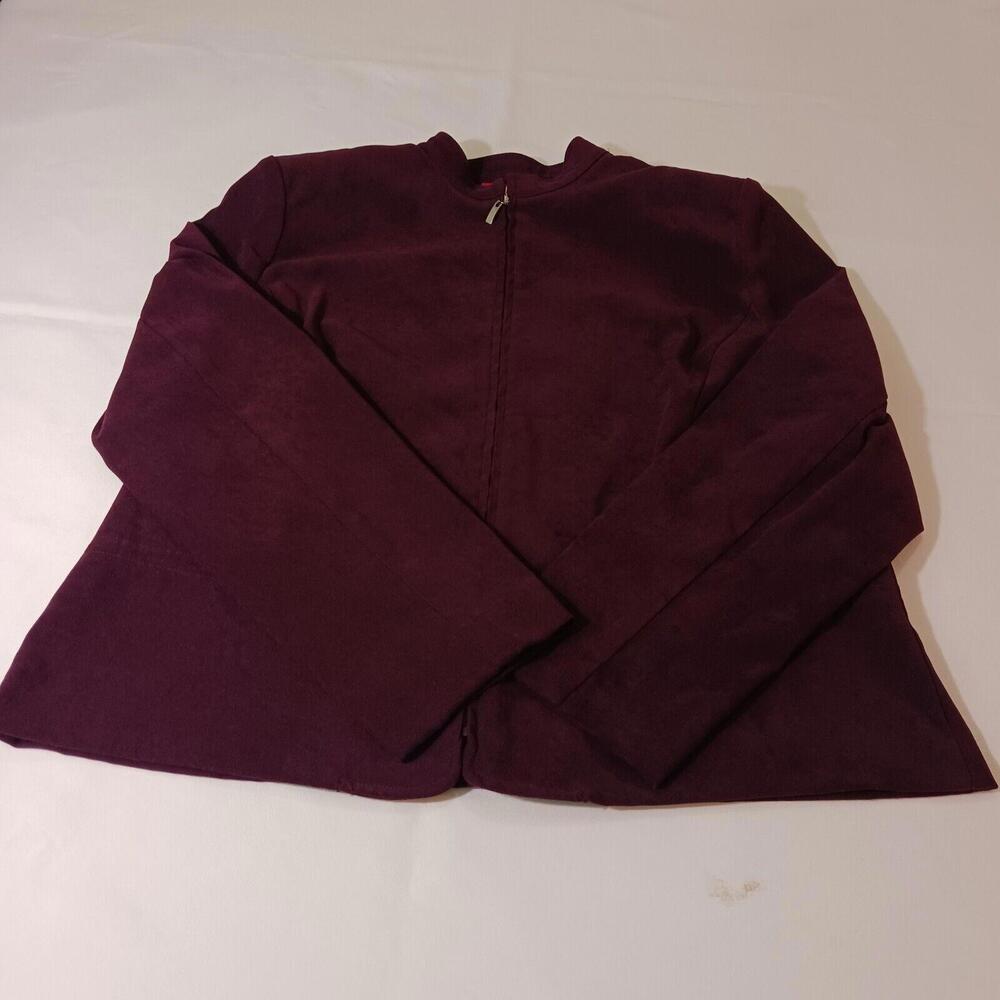 JM Collection Women's Purple Full Zip Jacket Size 16 Petite